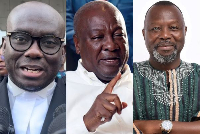 L-R: Godfred Dame, President John Dramani Mahama and Dr Dominic Ayine