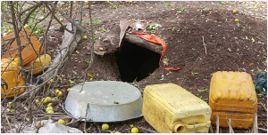 A tunnel used by Al Shabaab discovered by Aussom during the raid on their hideouts in Sabiid-Anole