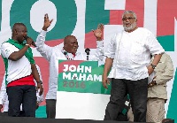 Former president JJ Rawlings at an NDC rally