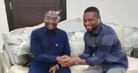 One of the perons who allegedly booed Mahama (right) with Bawumia