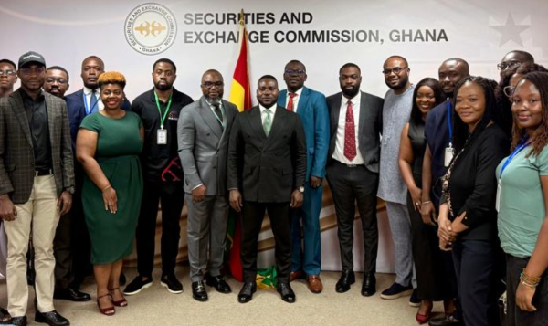 Officials from SEC and CBAI pictured after a meeting on Ghana's crypto framework