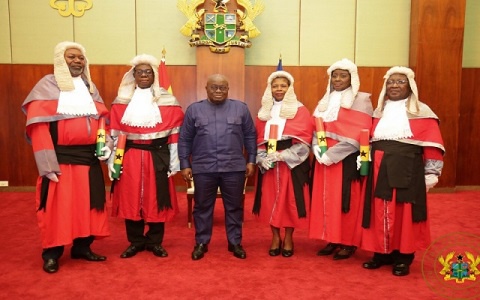 President Nana Addo Dankwa Akufo-Addo with the newly sworn in Judges