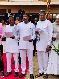Halidu (middle) triumphed in a closely contested election with 956 votes