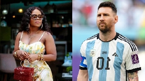 A photo of Mzbel and Lionel Messi