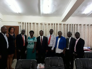 Management and staff of Greenhills School of Health Science with Prof. Kwesi Yankah.