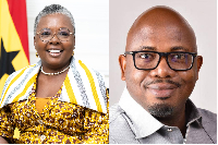 Emelia Arthur is the Minister for Fisheries (L) with Ebow Mensah (R)