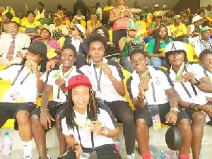 Black Queens displaying their bronze medals at the Africa Cup of Nations finals