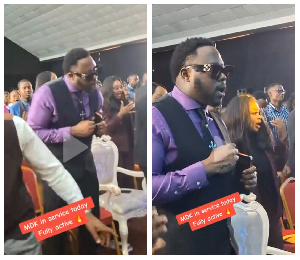 Ghanaian rapper Medikal spotted participating in church activities