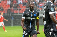 Elisha Owusu, captaining AJ Auxerre during the ongoing French Ligue 1 season.