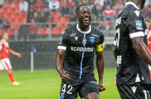 Elisha Owusu, captaining AJ Auxerre during the ongoing French Ligue 1 season.