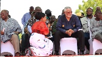Anita Desoso pleading with Former President Rawlings for forgiveness on behalf of the party