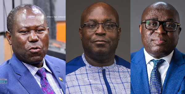 COCOBOD CEO Joseph Boahen Aidoo, E. Ray Ankrah and Peter Osei-Amoako in a photo collage