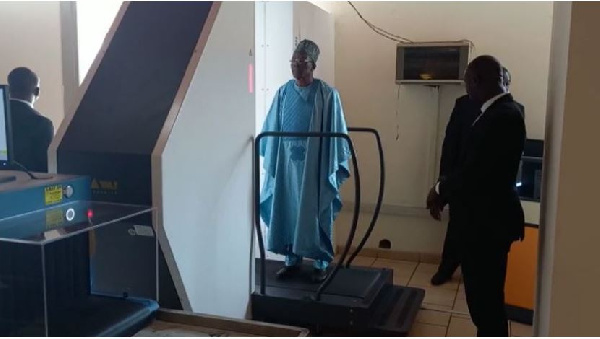 Speaker of Parliament, Alban Bagbin being scanned