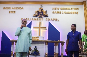 Apostle Francis Amoako Attah welcoming Kennedy Agyapong to his church