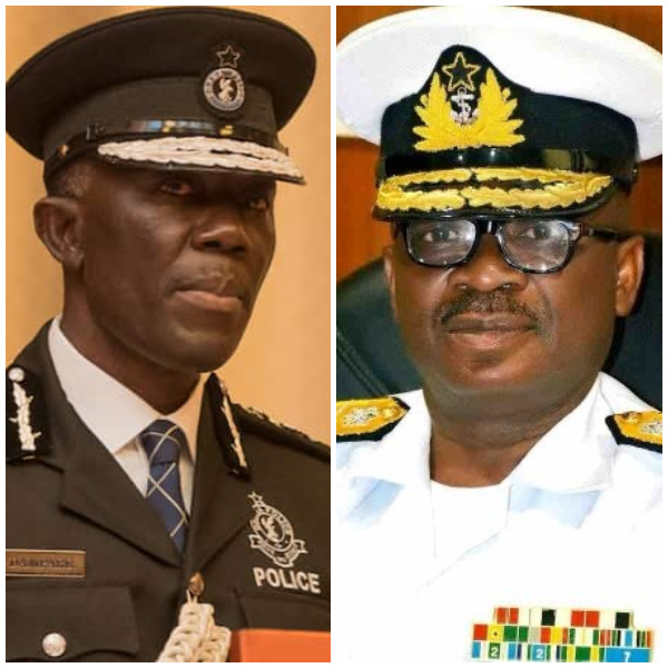 The IGP COP Dr George Akuffo Dampare and CDS Vice Admiral Seth Amoama