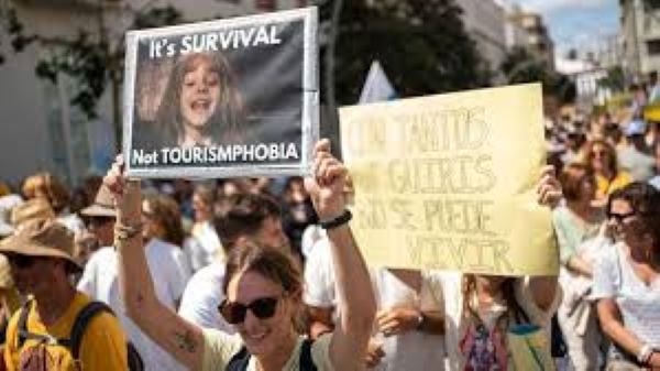 Thousands of protesters took to the streets in the Canary Islands complaining of over-tourism