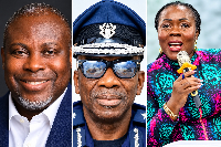 L-R GRA boss Anthony Kwasi Sarpong, Customs boss Aaron Kanor, GRA Technical Adviser, Elsie Appau-Klu