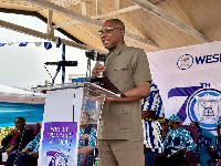 Dr Clement Apaak speaking at the Wesley Grammar School event