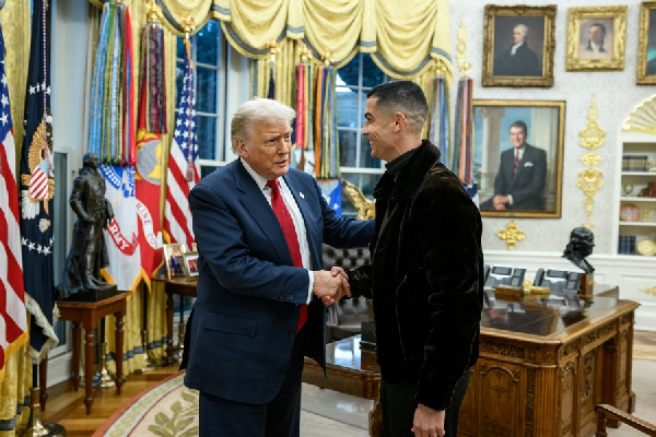 A photo US President Donald Trump and football icon Cristiano Ronaldo