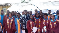Some  trainees from the three Districts of Nzema who completed 8-month intensive training in ICT