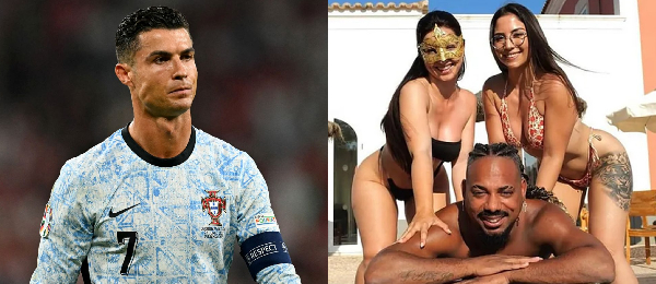 Cristiano Ronaldo (left) and Fiabo Piam on set (right)