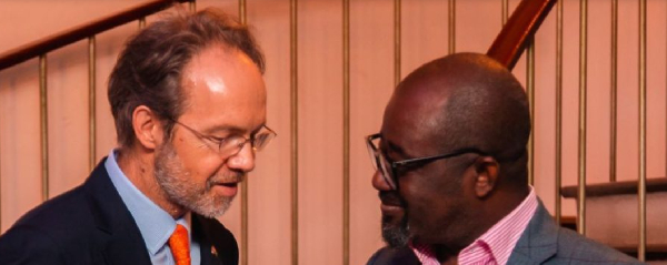 British High Commissioner to Ghana, Christian Rogg (L) with Kurt Okraku (R)