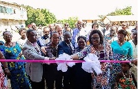 CEO of Appolonia City (middle) with Accra Regional Director of Education, others cutting the tape
