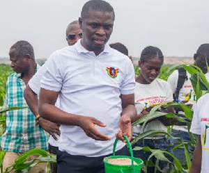 Some members of staff from the NSS Headquarters applied insecticides and fertilisers to the farm