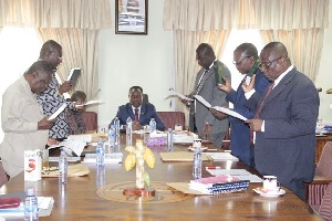 COCOBOD Audit Committee being sworn in at the Cocoa House in Accra