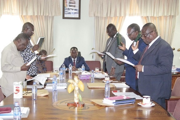 COCOBOD Audit Committee being sworn in at the Cocoa House in Accra