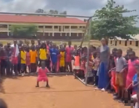 The young goalkeeper in the post during the game