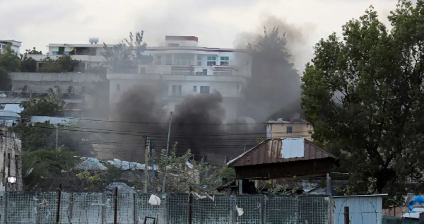 Smoke was seen billowing near the presidential palace on Saturday