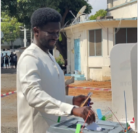 Nana Kwame Bediako casts his vote