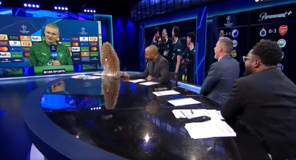 Haaland (in green attire) jovially expressed displeasure over Carragher's criticisms