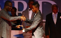 The new MVP in a handshake with F.A President Kwesi Nyantakyi