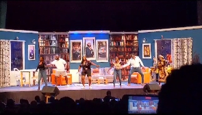 Cast of 'Naked in Bed' during the curtain bow