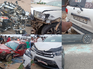 Collaged Photos Of The Damaged Vehicles Due To The Accident 