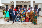 Nana Kobina Nketsia V with his elders and the Telecel Ghana delegation