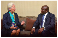 Christine Lagarde pictured with Dr Mahamudu Bawumia during her visit to Ghana