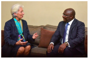 Christine Lagarde pictured with Dr Mahamudu Bawumia during her visit to Ghana