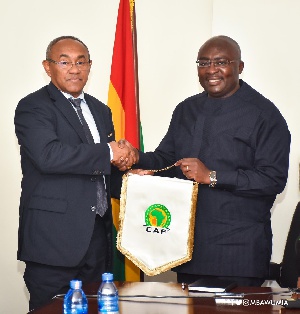 Ahmad Ahmad paid a working visit to vice-president Mahamudu Bawumia on Friday at the Flagstaff House
