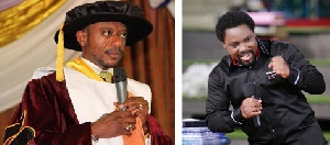 A collage of old photos of the late TB Joshua (R) and Isaac Owusu Bempah (L)