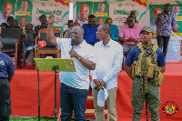 Emmanuel Armah-Kofi Buah, Minister of Lands and Natural Resources, speaks at an event