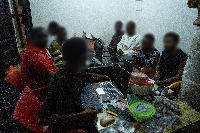 Nineteen people were arrested and 303 electronic devices were seized in Sasaabi in Accra