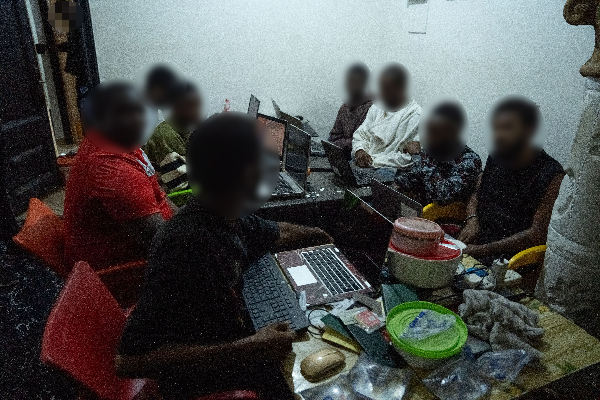 Nineteen people were arrested and 303 electronic devices were seized in Sasaabi in Accra