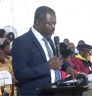 Prof Adu-Manu speaking at the WESCO graduation program