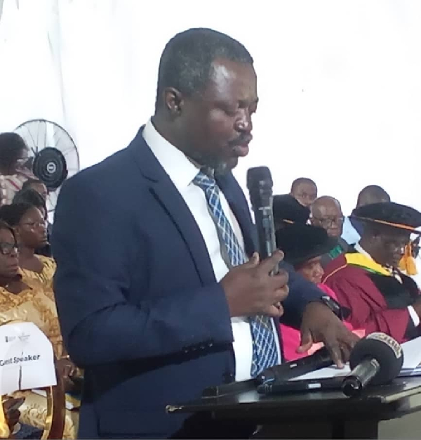 Prof Adu-Manu speaking at the WESCO graduation program