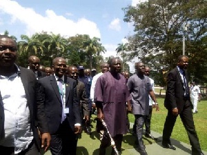 Asantehene Otumfuo Osei Tutu II(holding sceptre) with a delegation to KNUST