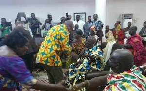 President Mahama exchanging pleasantries with chiefs