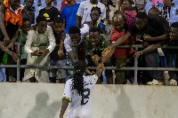 Black Princesses striker, Mukarama Abdulai spending time with some fans